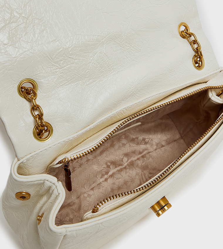 Textured Flap Shoulder Bag