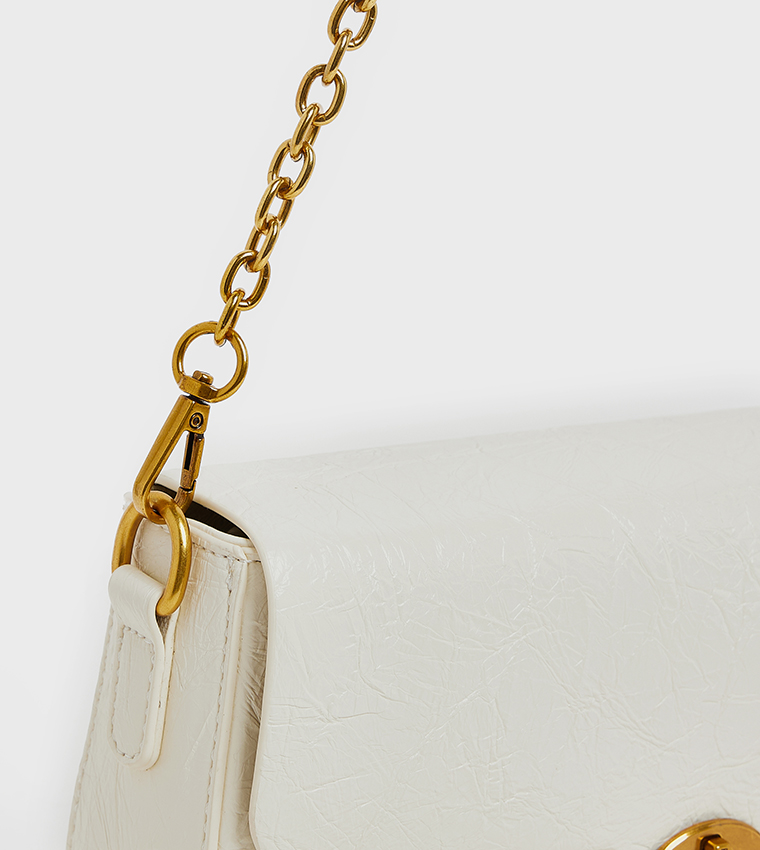 Textured Flap Shoulder Bag