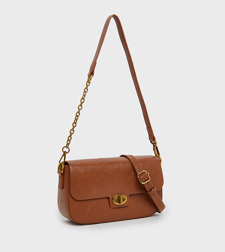 Textured Flap Shoulder Bag