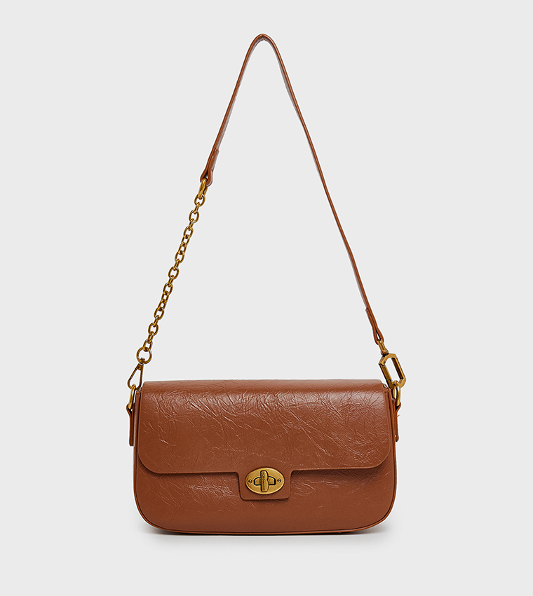 Textured Flap Shoulder Bag