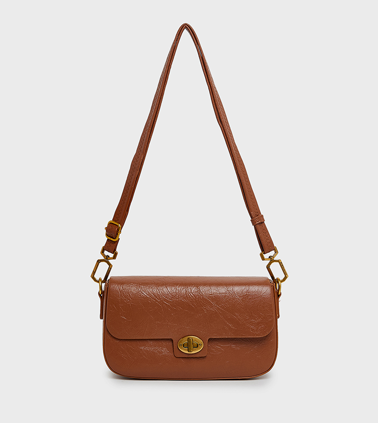 Textured Flap Shoulder Bag