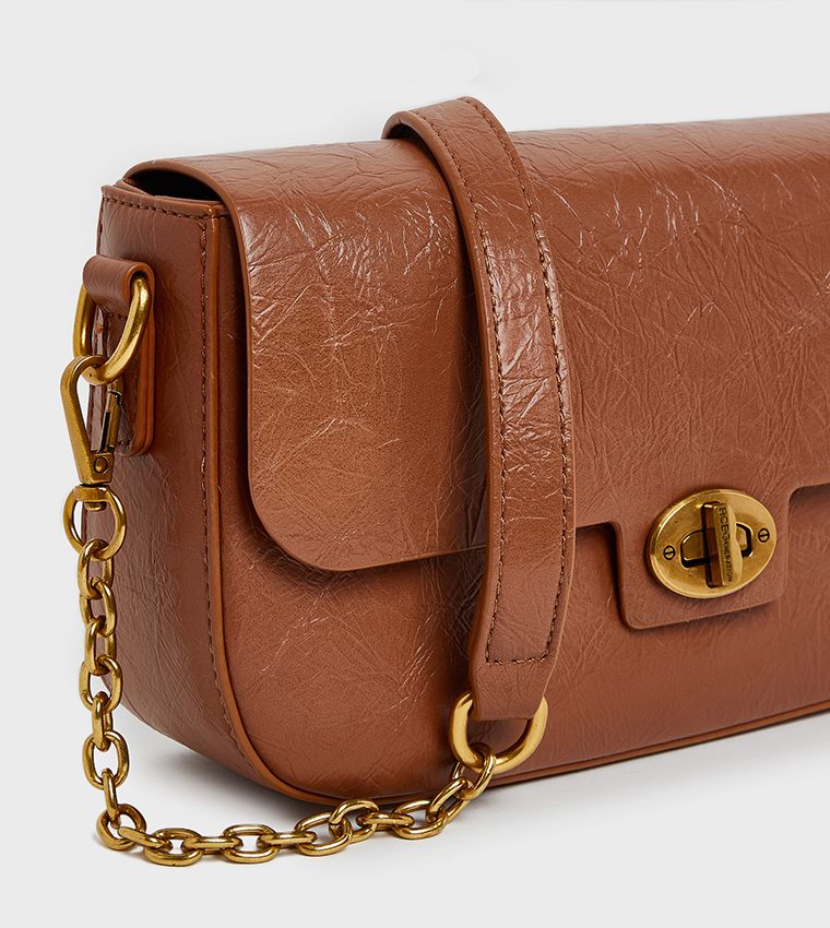 Textured Flap Shoulder Bag