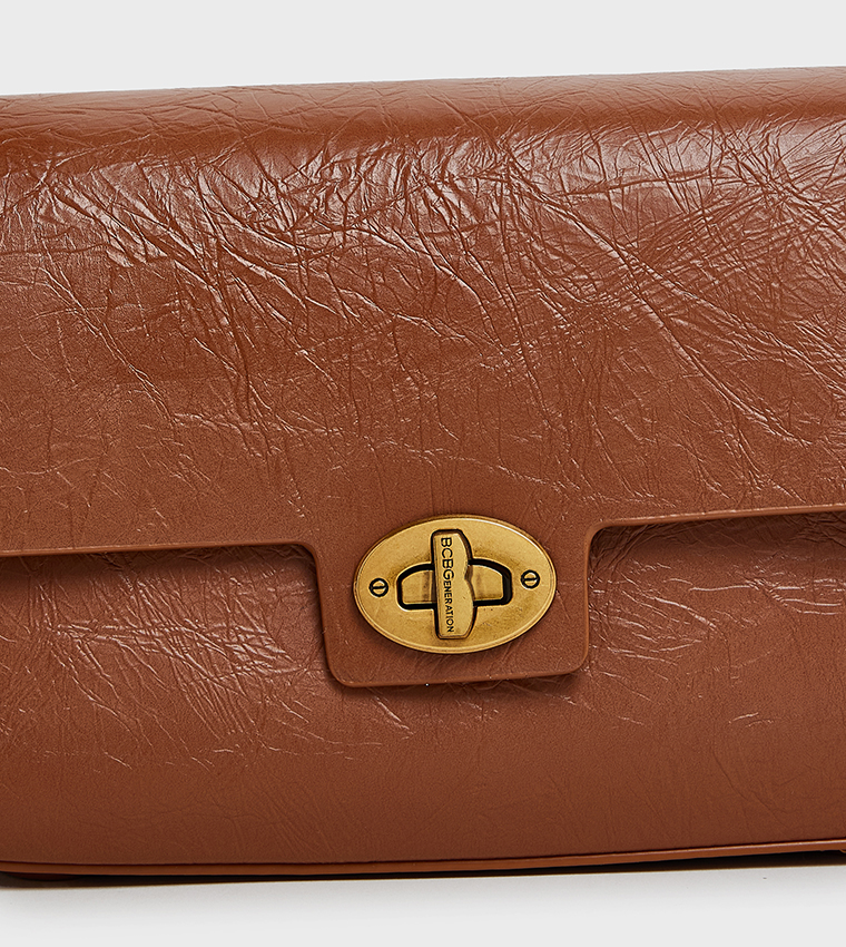 Textured Flap Shoulder Bag