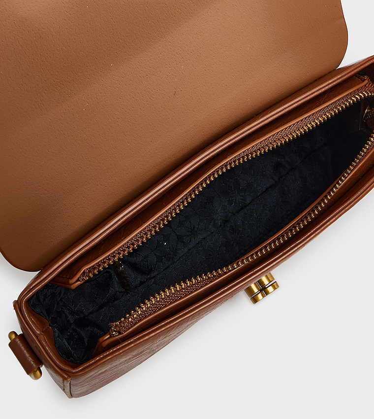 Textured Flap Shoulder Bag