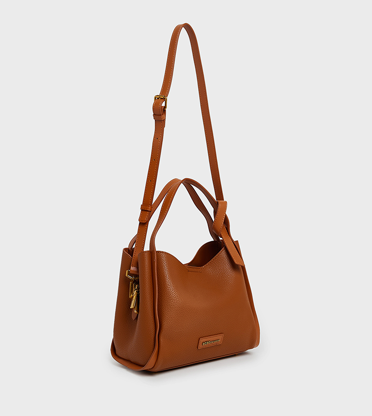 Textured Zip Closure Shoulder Bag