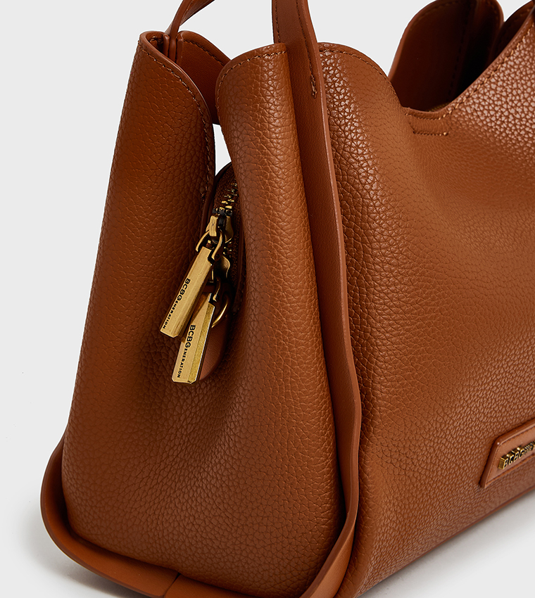 Textured Zip Closure Shoulder Bag