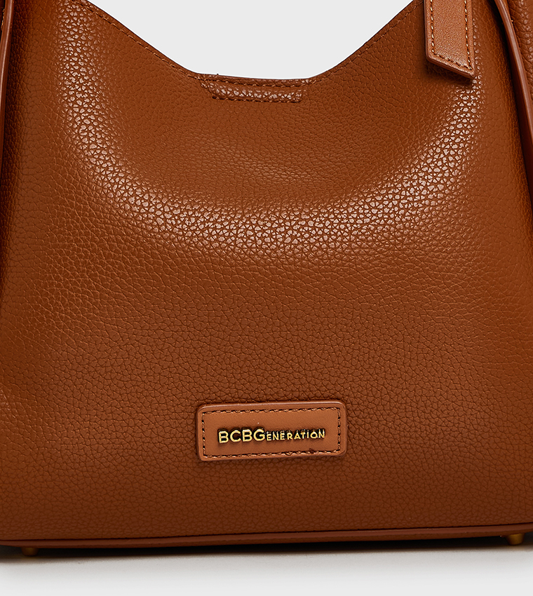 Textured Zip Closure Shoulder Bag