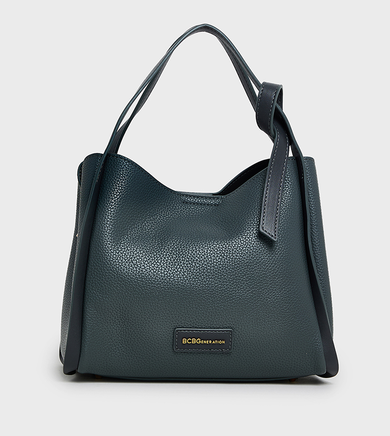 Textured Zip Closure Shoulder Bag