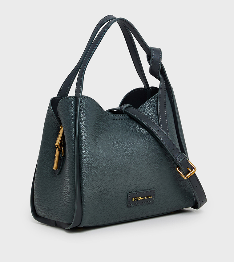 Textured Zip Closure Shoulder Bag