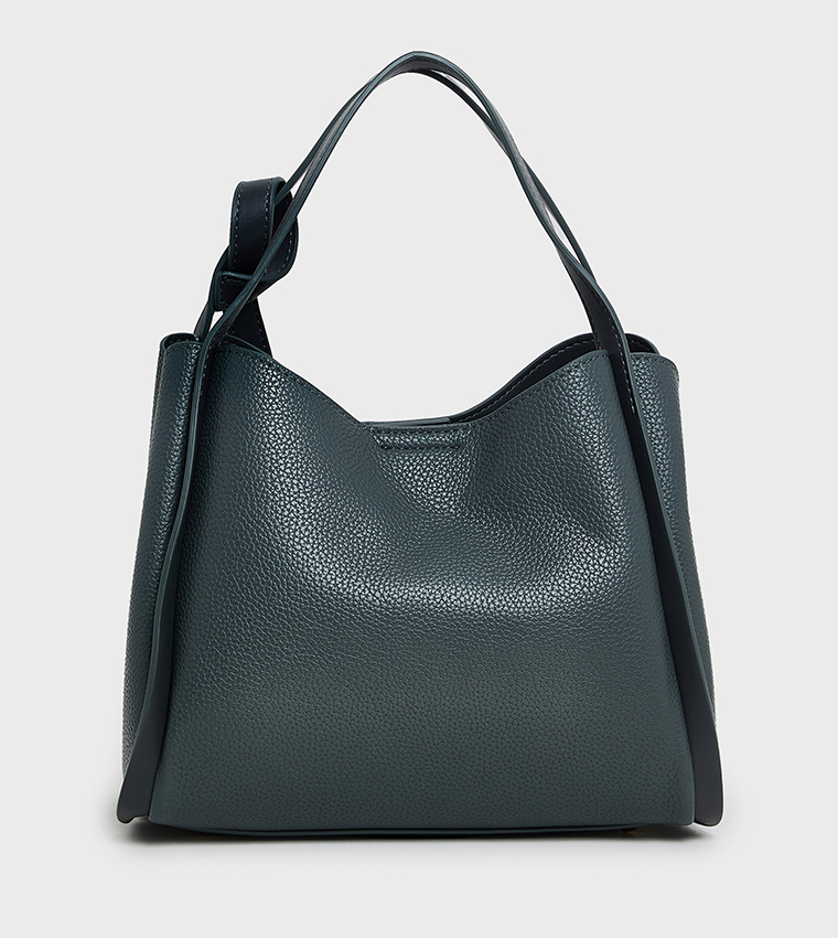 Textured Zip Closure Shoulder Bag