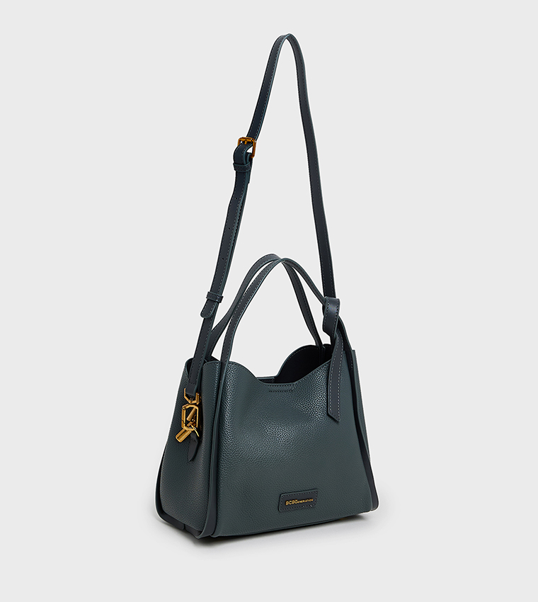 Textured Zip Closure Shoulder Bag