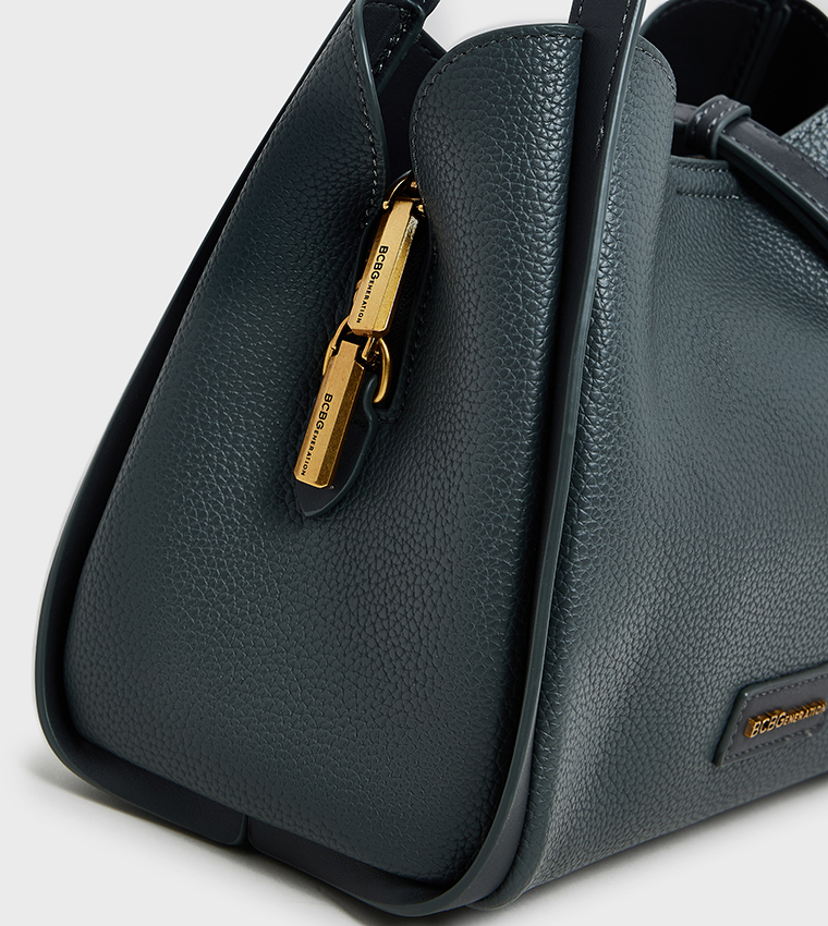 Textured Zip Closure Shoulder Bag
