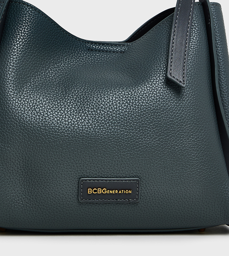 Textured Zip Closure Shoulder Bag