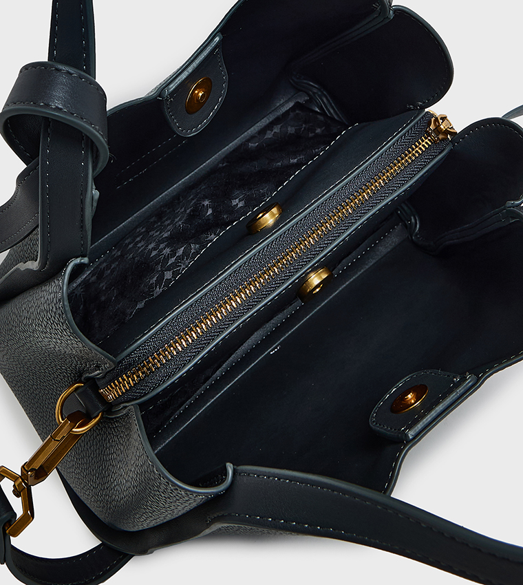 Textured Zip Closure Shoulder Bag
