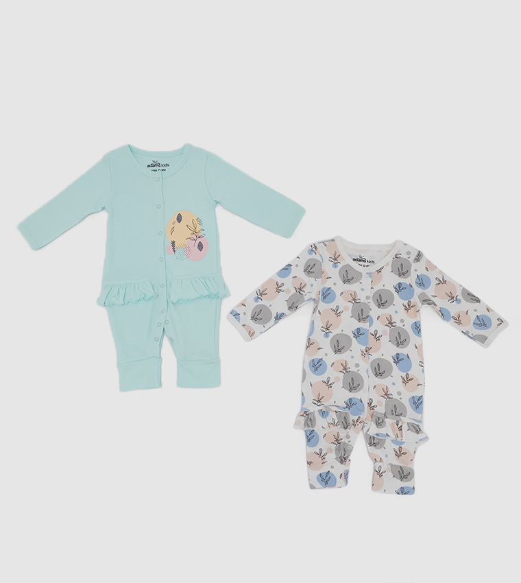 Pack Of 2 Graphic Printed Sleepsuits