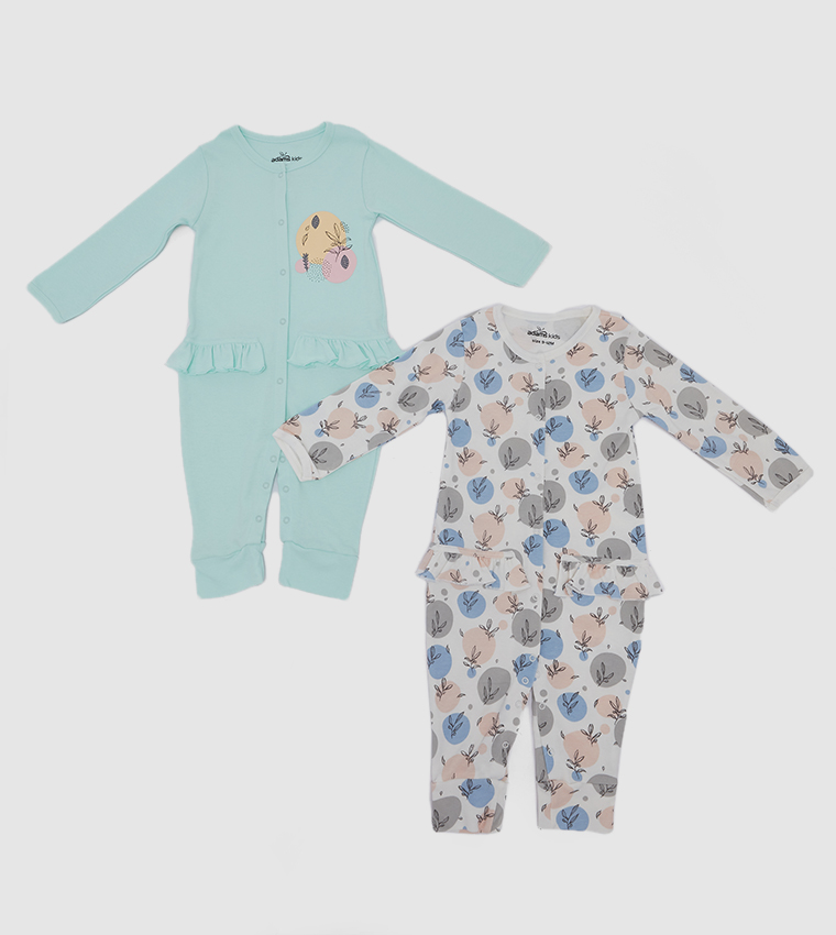 Pack Of 2 Graphic Printed Sleepsuits