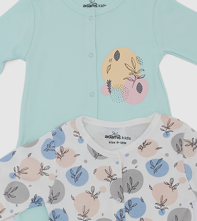 Pack Of 2 Graphic Printed Sleepsuits