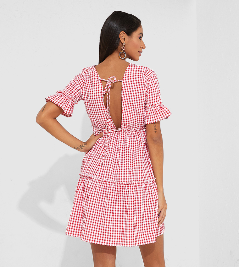 Buy HIS & HERS Plaid Checks Casual Mini Dress In Pink 6thStreet UAE