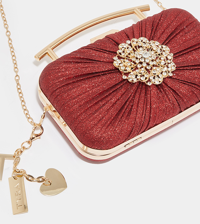 Chain Strap Textured Clutch