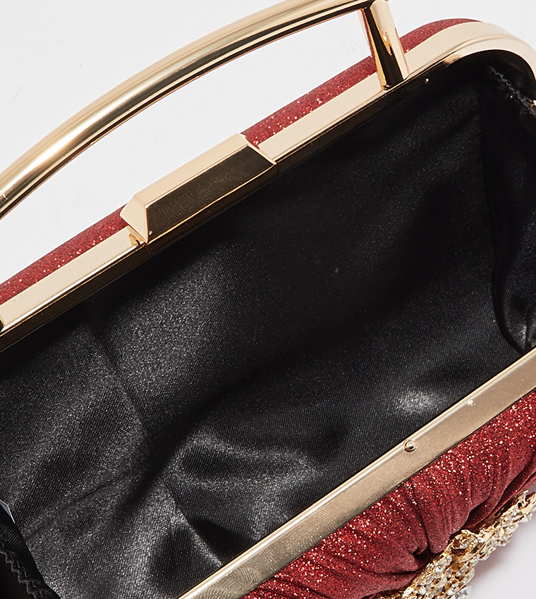 Chain Strap Textured Clutch
