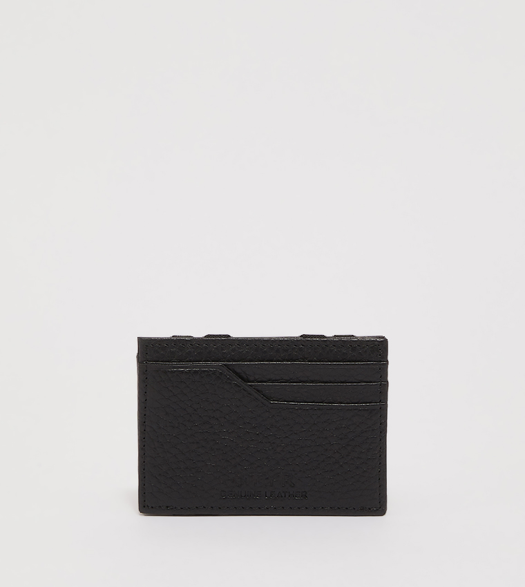 Textured Genuine Leather Card Holder