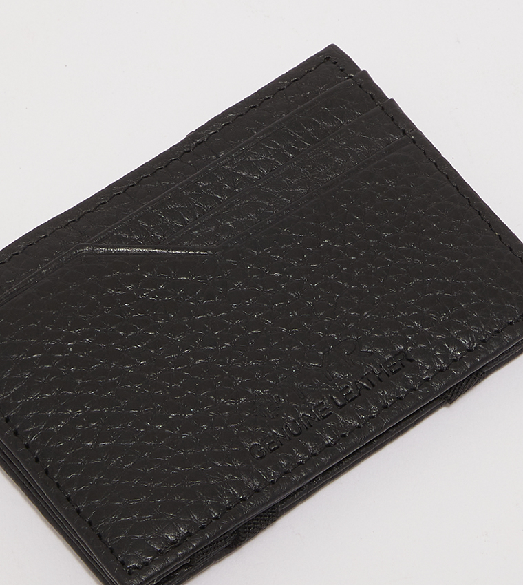 Textured Genuine Leather Card Holder