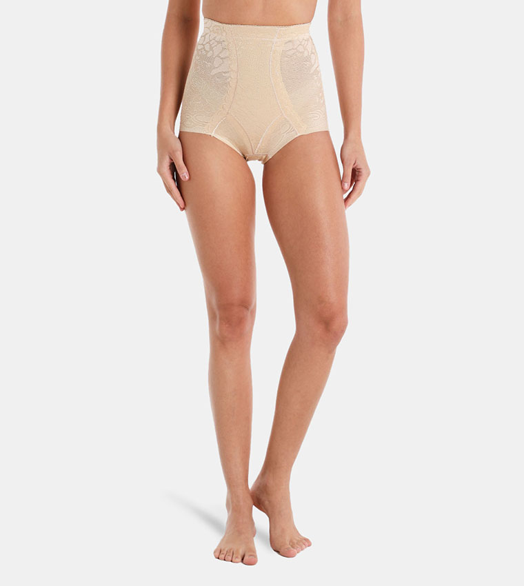Buy HIS & HERS Floral Embroidered Shapewear Bottom In Nude