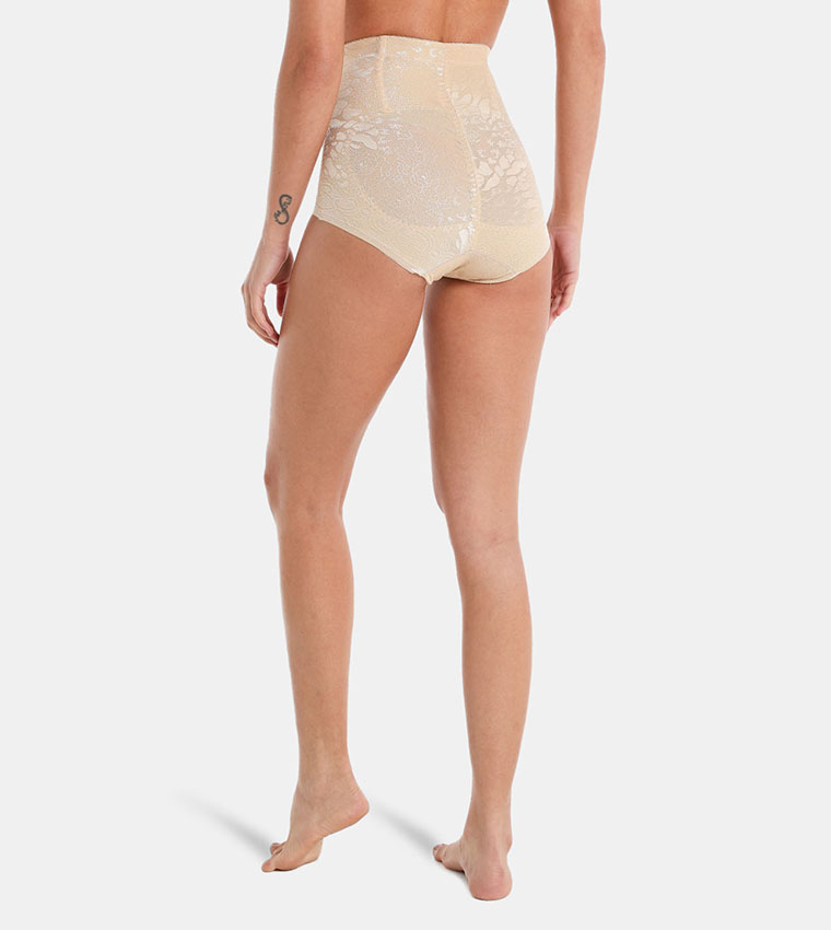 Buy HIS & HERS Floral Embroidered Shapewear Bottom In Nude
