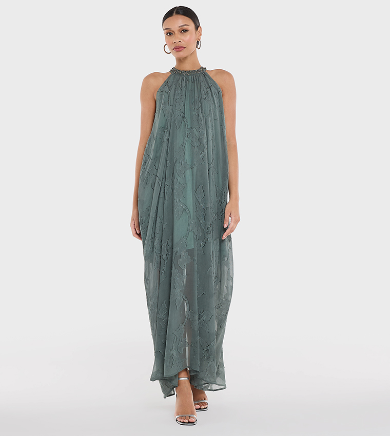 Sequined Halterneck Maxi Dress