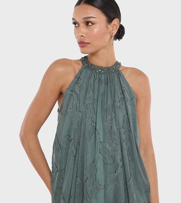 Sequined Halterneck Maxi Dress