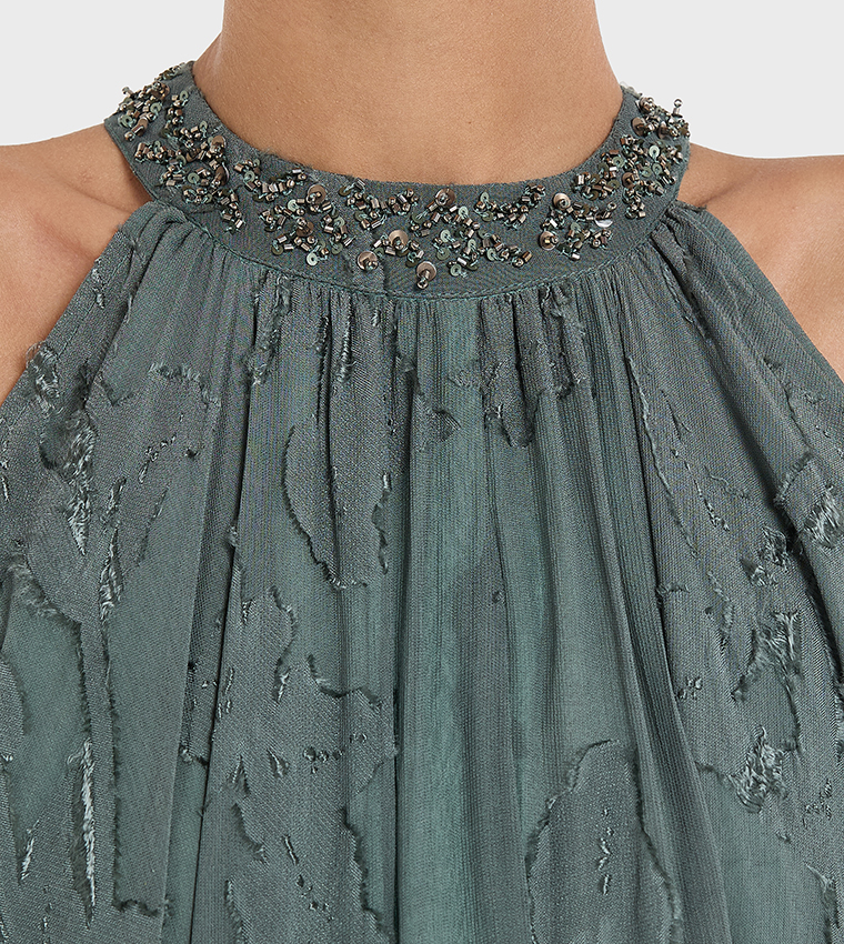 Sequined Halterneck Maxi Dress