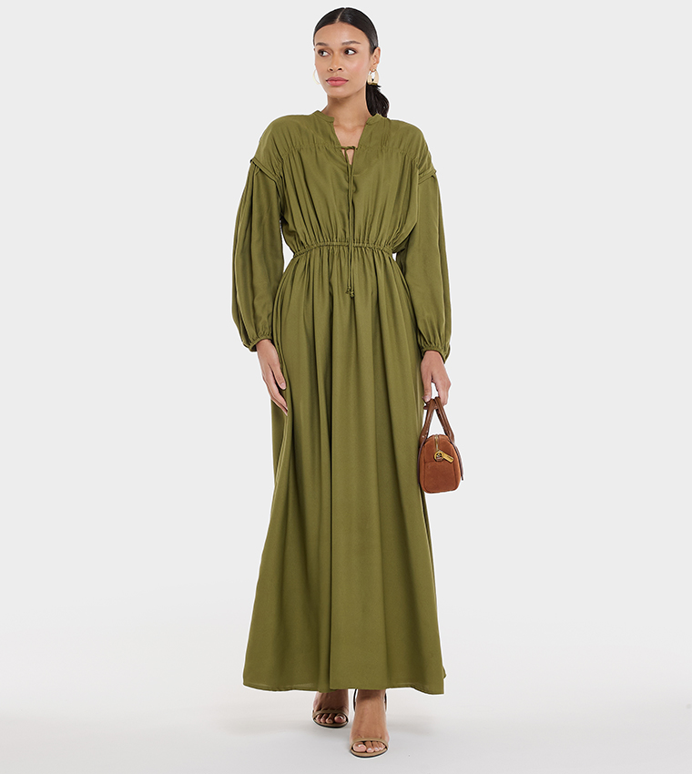 Ruched Long Sleeves Maxi Dress