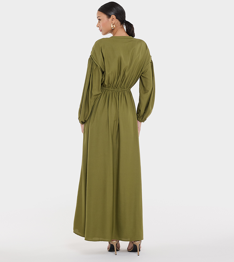 Ruched Long Sleeves Maxi Dress
