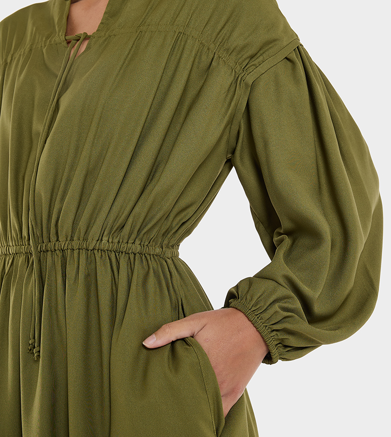 Ruched Long Sleeves Maxi Dress