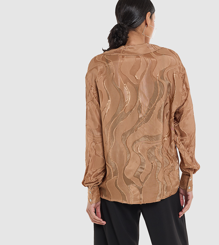 Self Patterned Long Sleeves Shirt