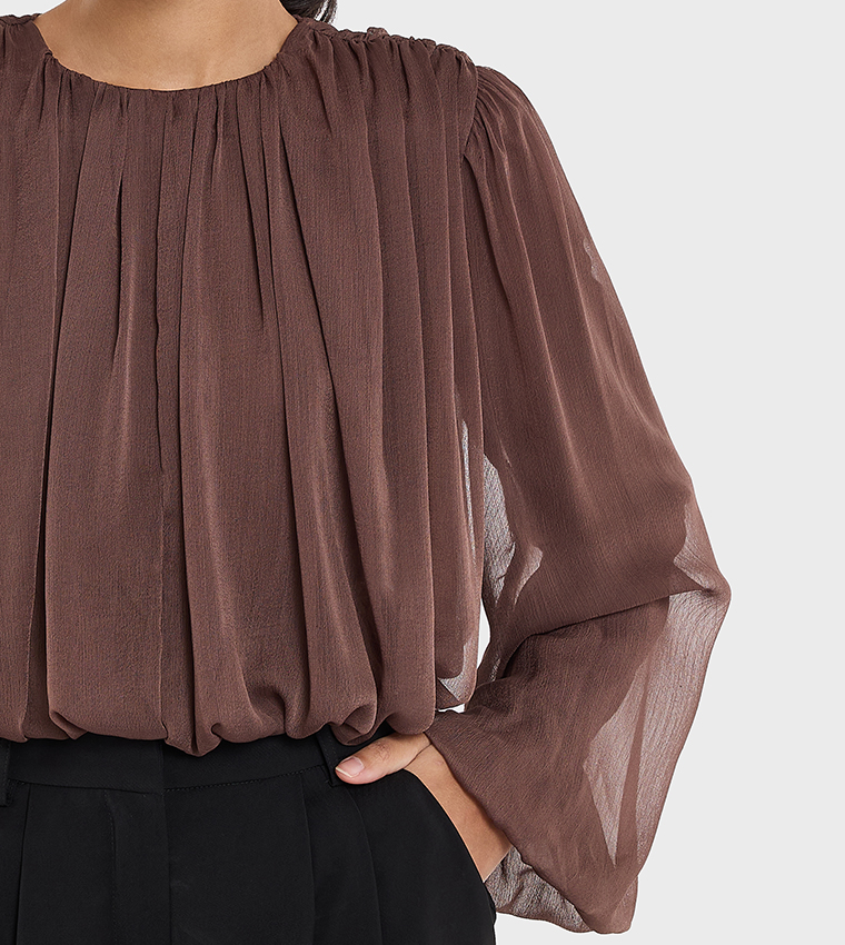 Ruched Long Sleeves Top