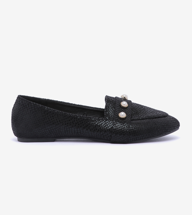 Leather Casual Shoes For Women - Black