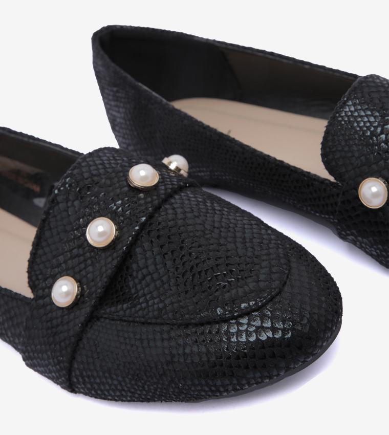 Leather Casual Shoes For Women - Black