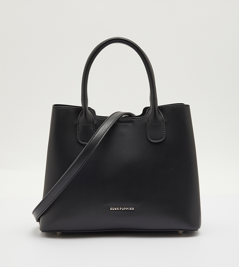 Buy Hush Puppies Carby Textured Satchel Bag In Black