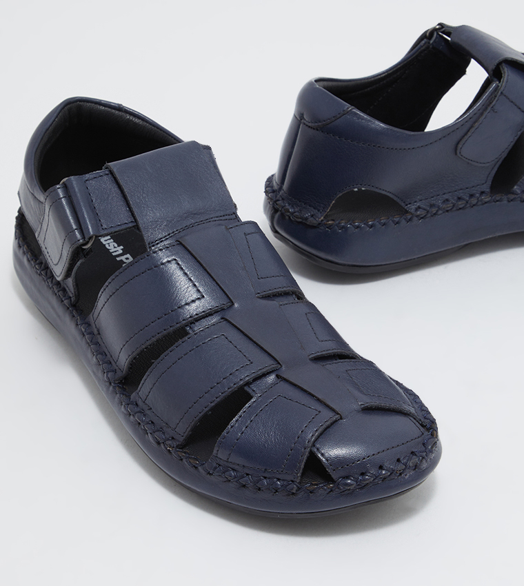 Buy Hush Puppies Concord Casual Sandals With Velcro Closure In NAVY ...