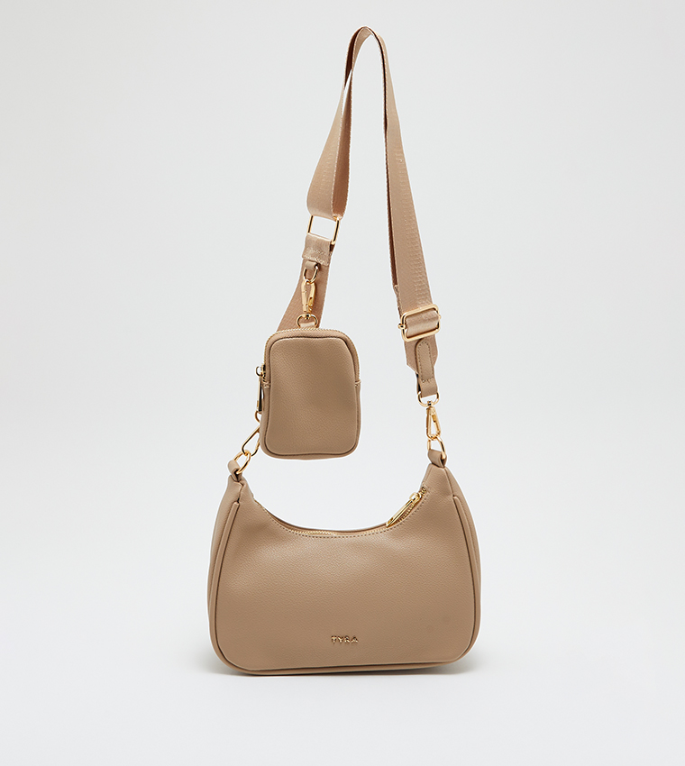 Buy Tyra Textured Crossbody Bag With Coin Purse In Beige 6thStreet
