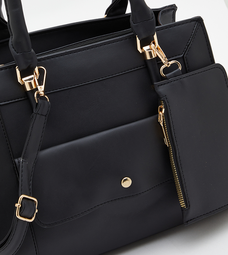 Zippered Satchel Bag with Coin Purse