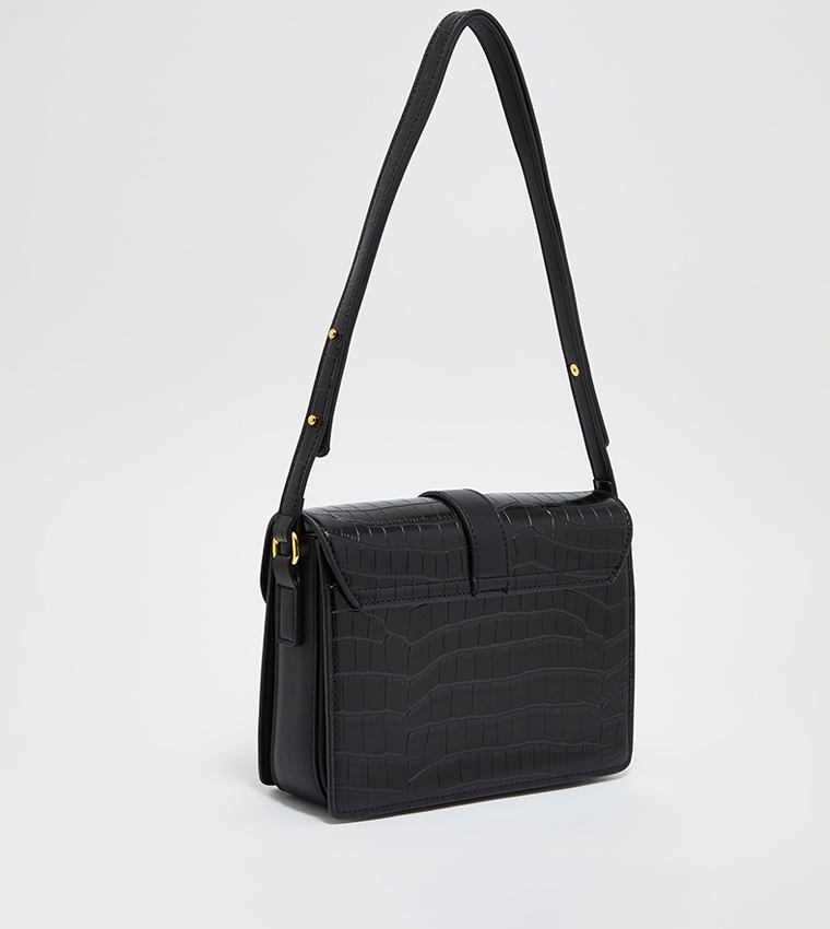 Buy Tyra Croc Textured Shoulder Bag In Black 6thStreet UAE