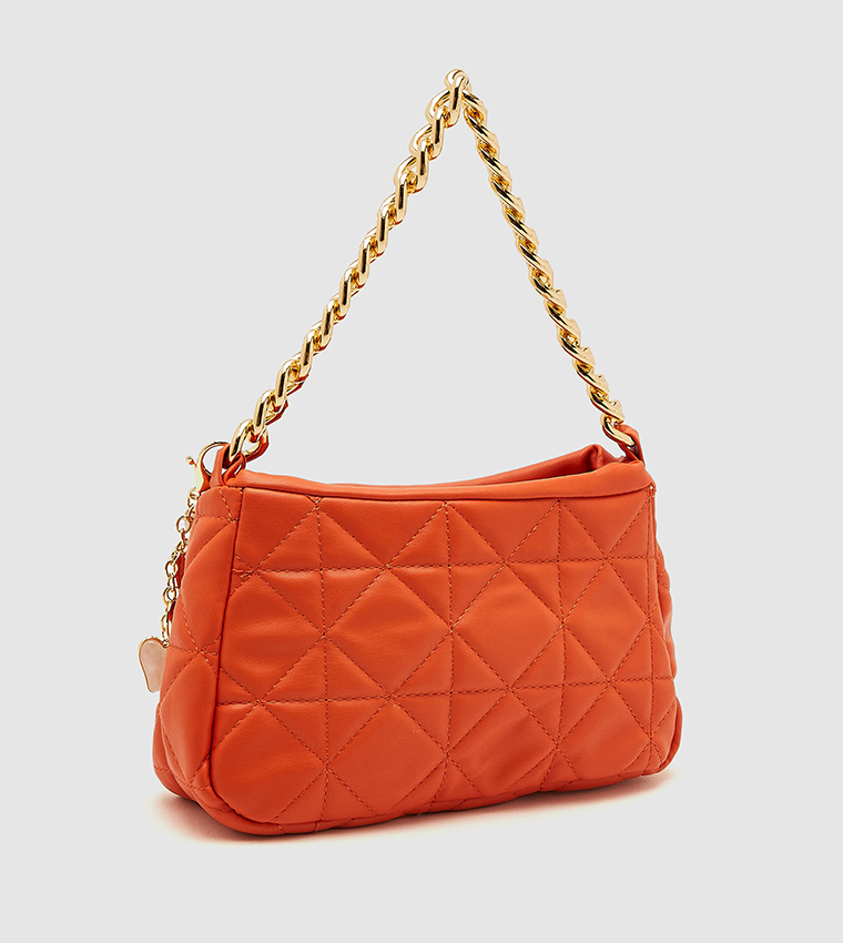 Orange leather shop shoulder bag