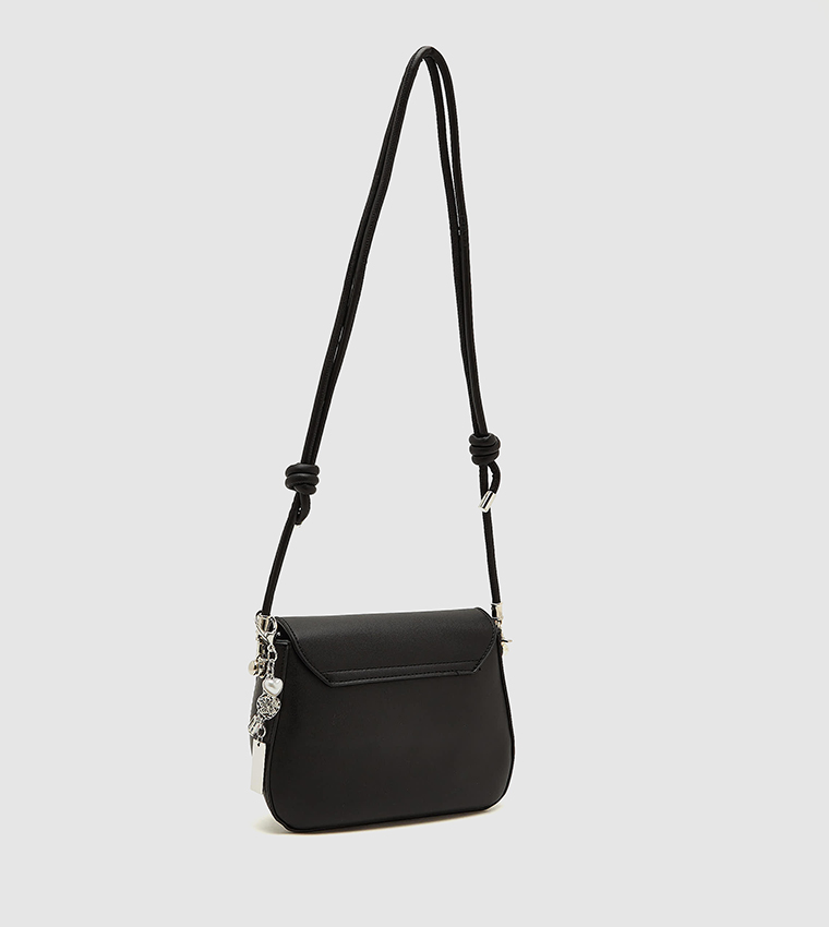 Solid Crossbody Bag with Keychain