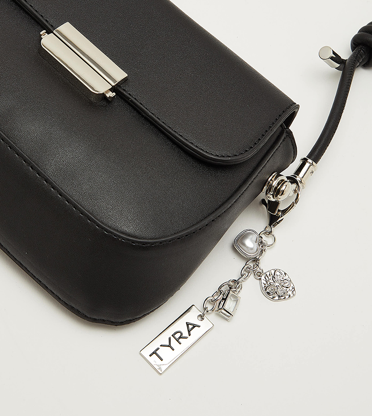 Solid Crossbody Bag with Keychain