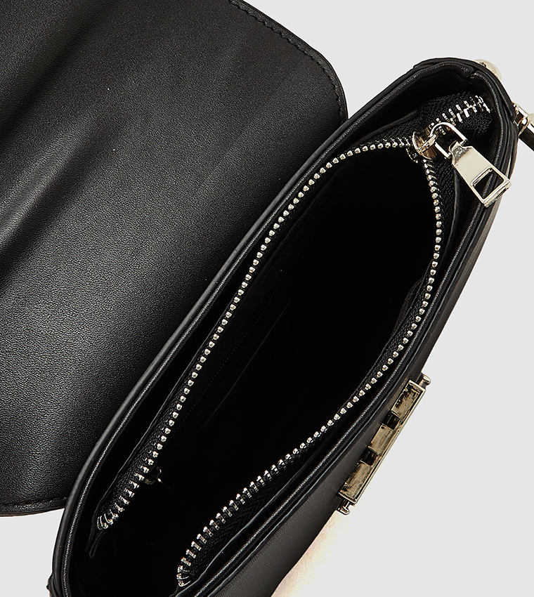 Solid Crossbody Bag with Keychain