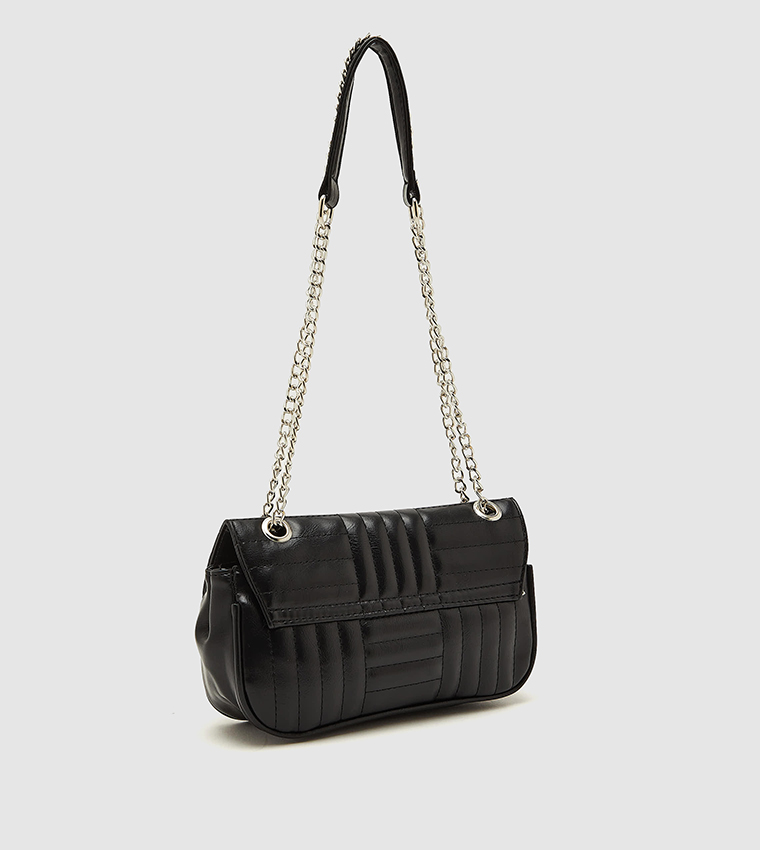 Quilted Shoulder Bag with Keychain