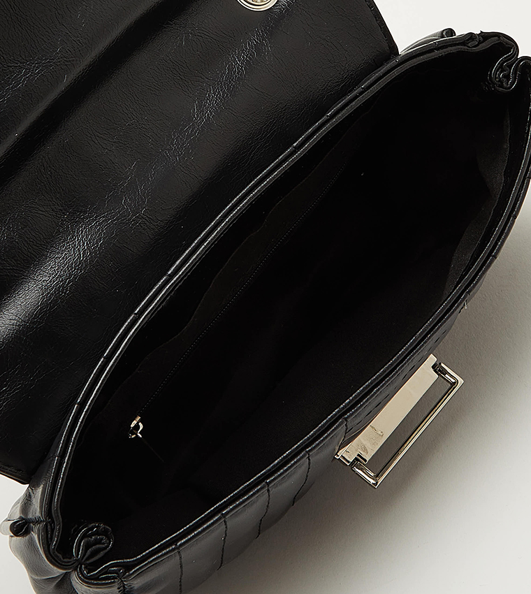 Quilted Shoulder Bag with Keychain