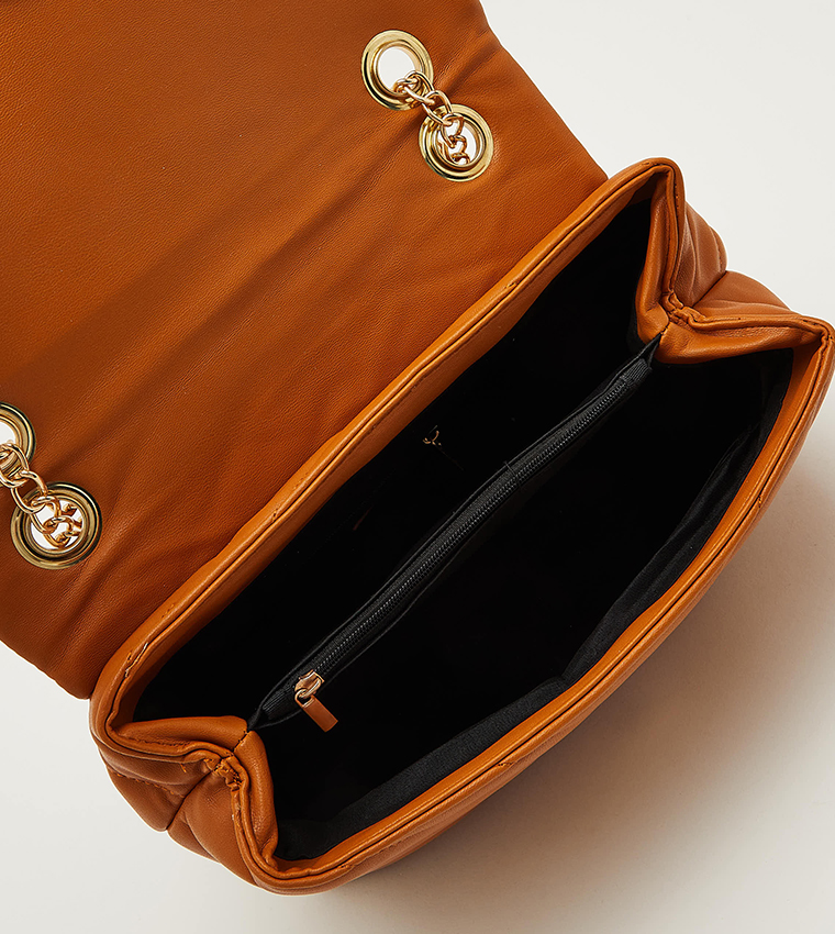 Buy Tyra Quilted Shoulder Bag With Keychain In Brown 6thStreet UAE